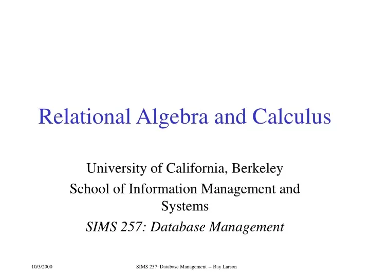 relational algebra and calculus