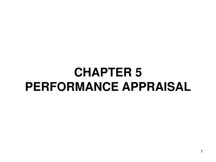 chapter 5 performance appraisal