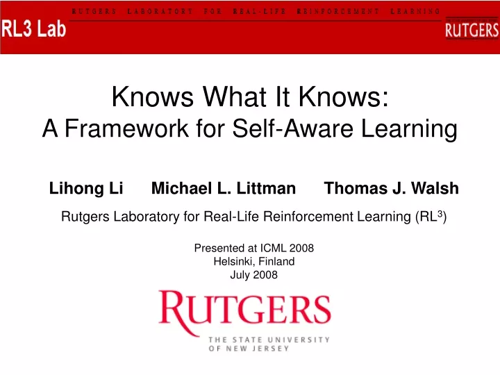 knows what it knows a framework for self aware learning