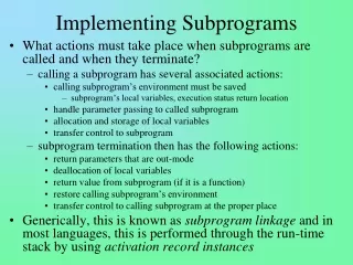 Implementing Subprograms