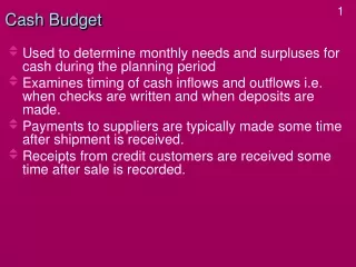 Cash Budget