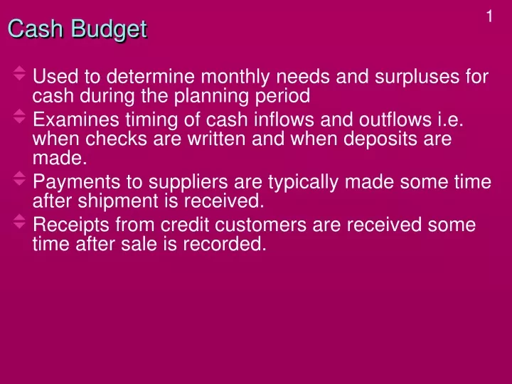 cash budget