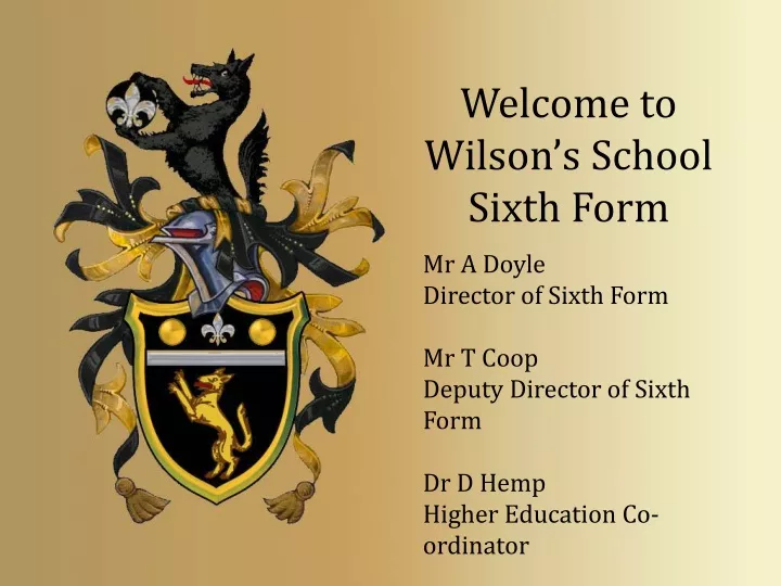 welcome to wilson s school sixth form mr a doyle