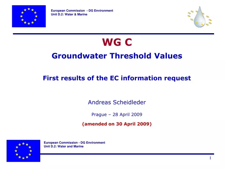 wg c groundwater threshold values first results