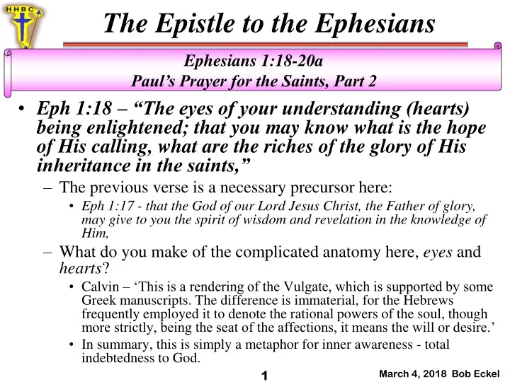 eph 1 18 the eyes of your understanding hearts