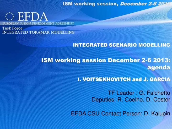 integrated scenario modelling ism working session