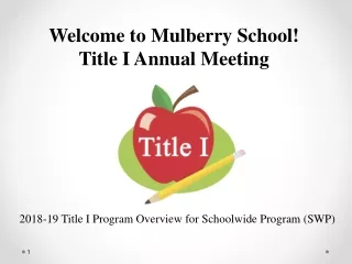 2018-19 Title I Program Overview for Schoolwide Program (SWP)