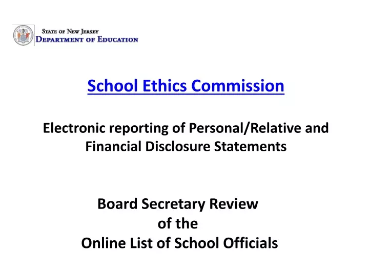 school ethics commission electronic reporting
