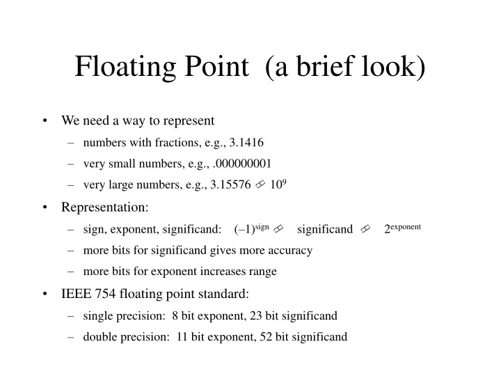 floating point a brief look