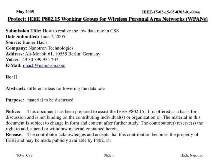 project ieee p802 15 working group for wireless