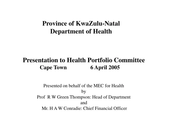 province of kwazulu natal department of health