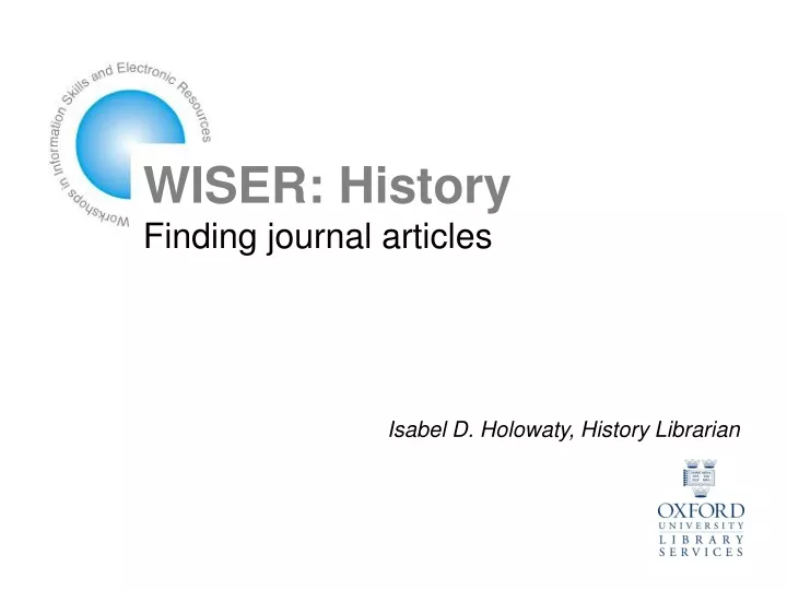 wiser history finding journal articles