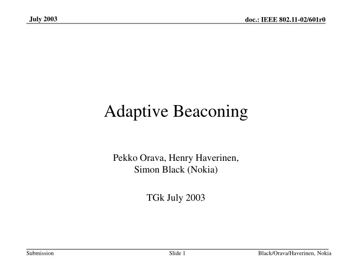adaptive beaconing