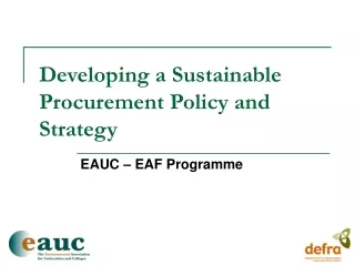 Developing a Sustainable Procurement Policy and Strategy