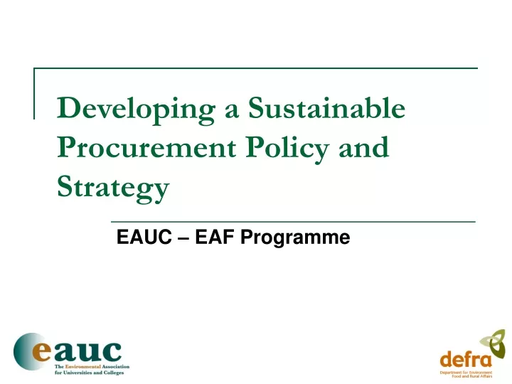 developing a sustainable procurement policy and strategy