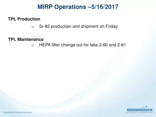 MIRP Operations –5/16/2017