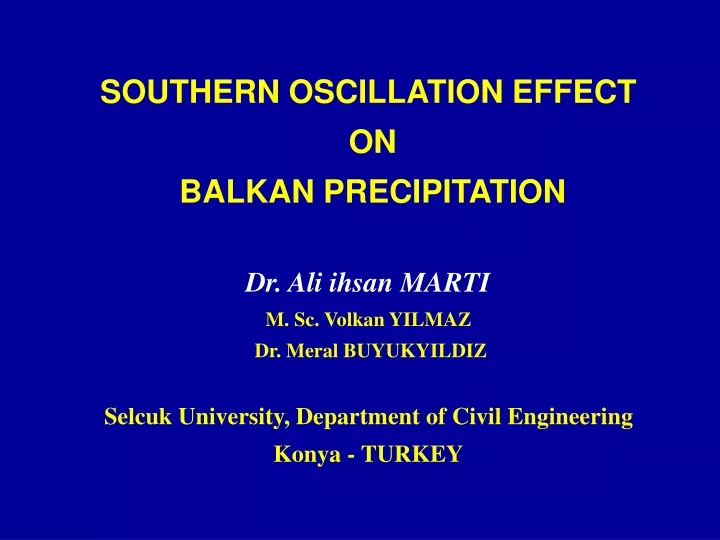 southern oscillation effect on balkan