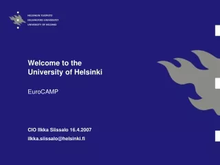 Welcome to the  University of Helsinki