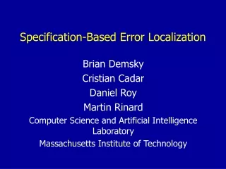 Specification-Based Error Localization