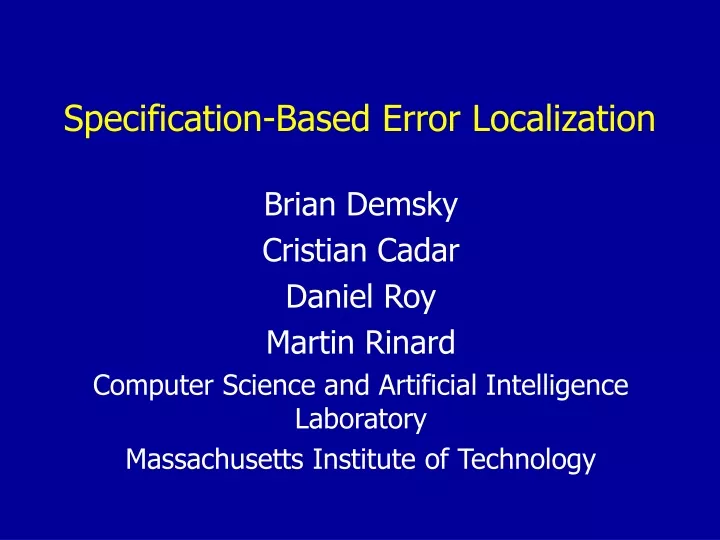 specification based error localization