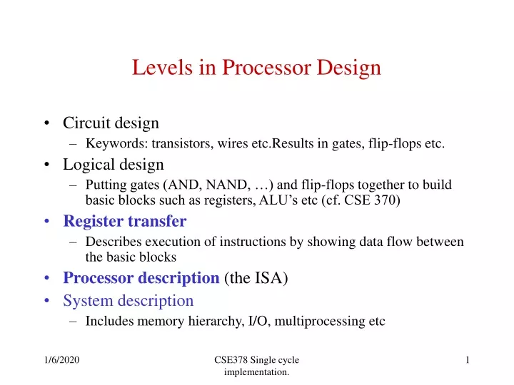 levels in processor design
