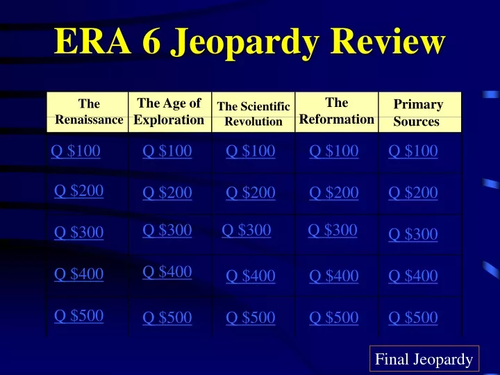 era 6 jeopardy review