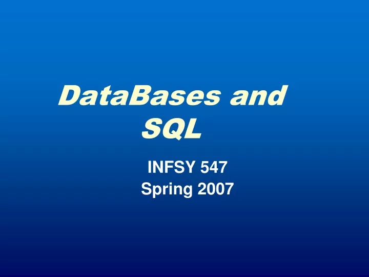 databases and sql