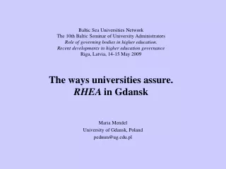 Maria Mendel University of Gdansk, Poland pedmm@ug.pl