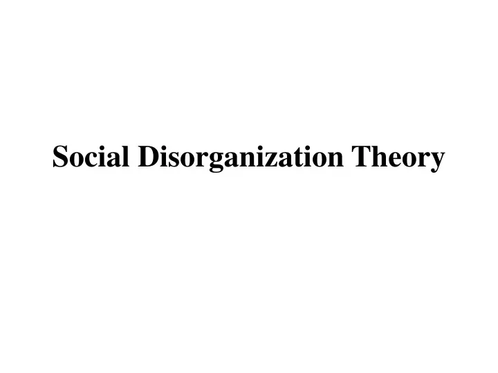 social disorganization theory