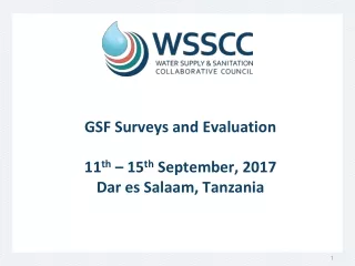 GSF Surveys and Evaluation 11 th  – 15 th  September, 2017 Dar es Salaam, Tanzania