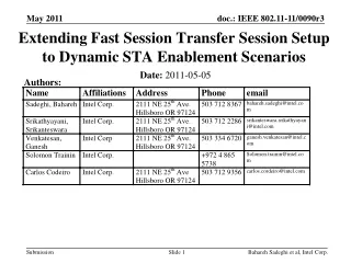 Extending Fast Session Transfer Session Setup to Dynamic STA Enablement Scenarios
