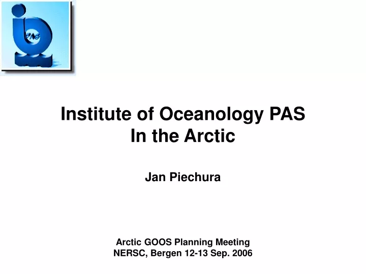 institute of oceanology pas in the arctic