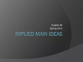 Implied Main Ideas