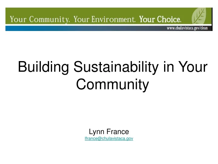 building sustainability in your community