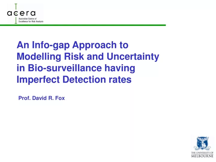 an info gap approach to modelling risk