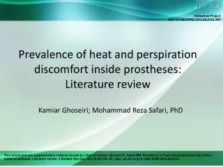 Prevalence of heat and perspiration discomfort inside prostheses:  Literature review