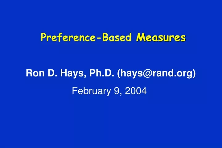 preference based measures