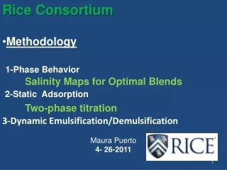 Rice Consortium Methodology 1-Phase Behavior  	Salinity Maps for Optimal Blends
