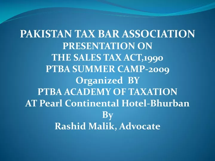 pakistan tax bar association presentation