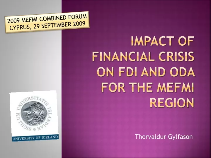 impact of financial crisis on fdi and oda for the mefmi region
