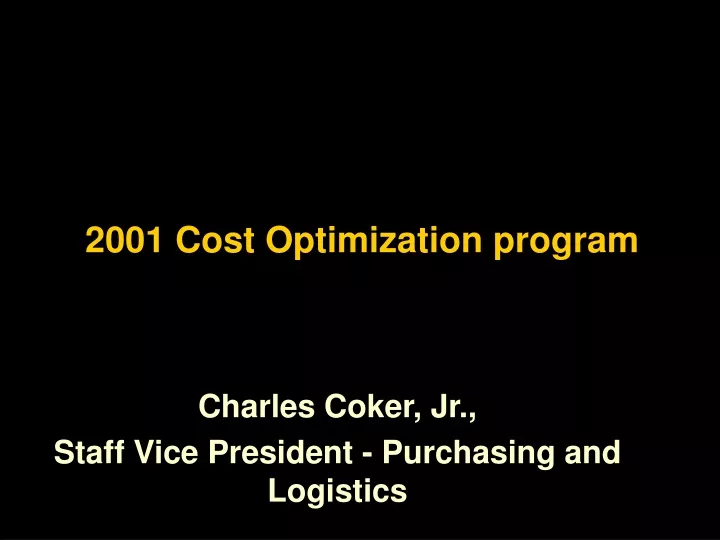 2001 cost optimization program