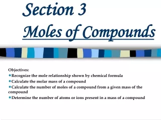 Section 3  Moles of Compounds