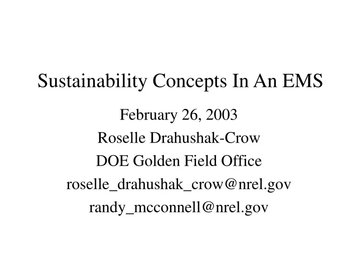 sustainability concepts in an ems