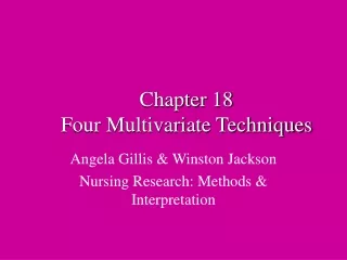 Chapter 18 Four Multivariate Techniques