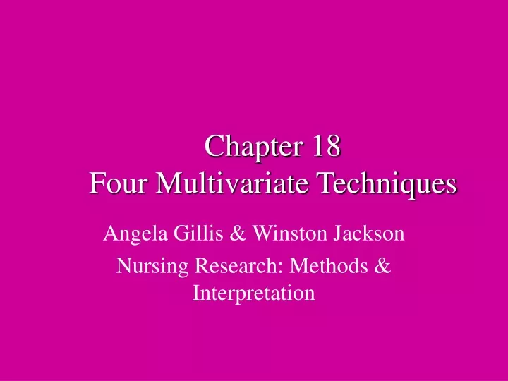 chapter 18 four multivariate techniques