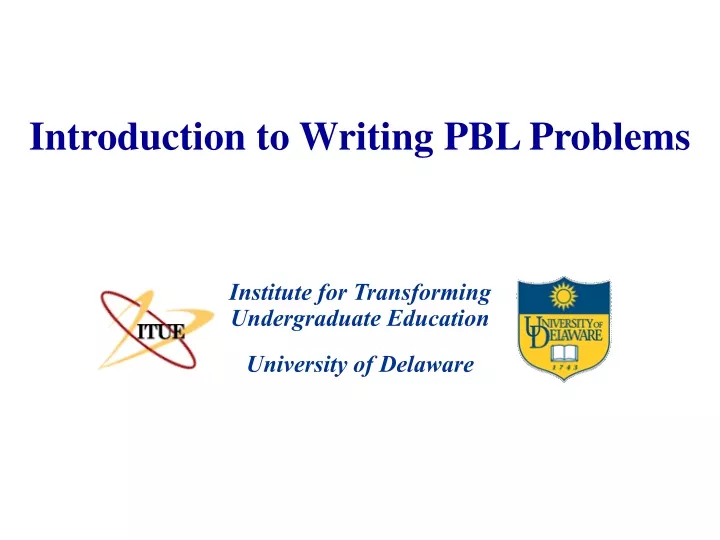 introduction to writing pbl problems