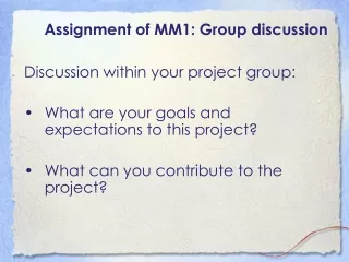 Assignment of MM1: Group discussion