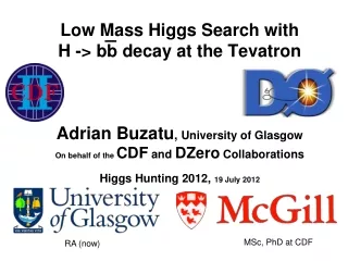 Low Mass Higgs Search with  H -&gt; bb decay at the Tevatron
