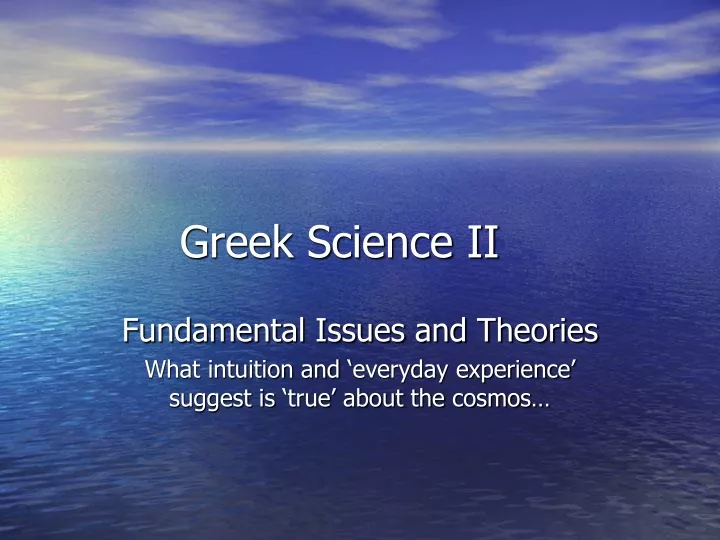 greek science ii