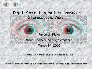 Depth Perception, with Emphasis on Stereoscopic Vision